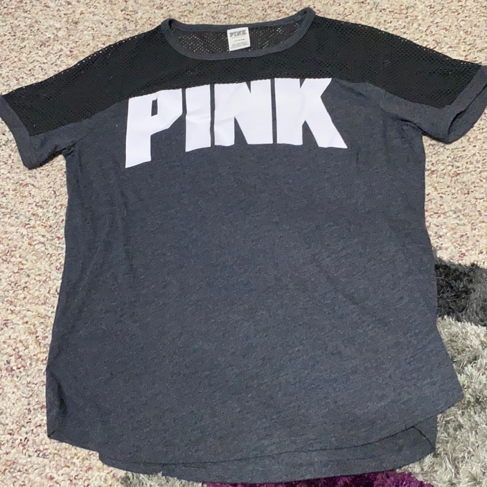 PINK large gray black mesh t-shirt